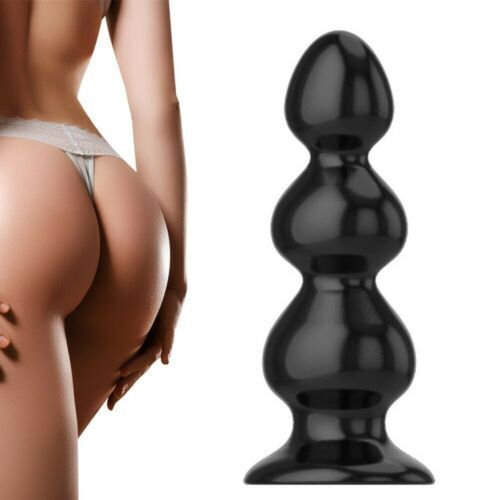 Black Pull Bead Anal Plug Silicone Tape Suction Cup Dildo Unisex Sex Toys USA gallery