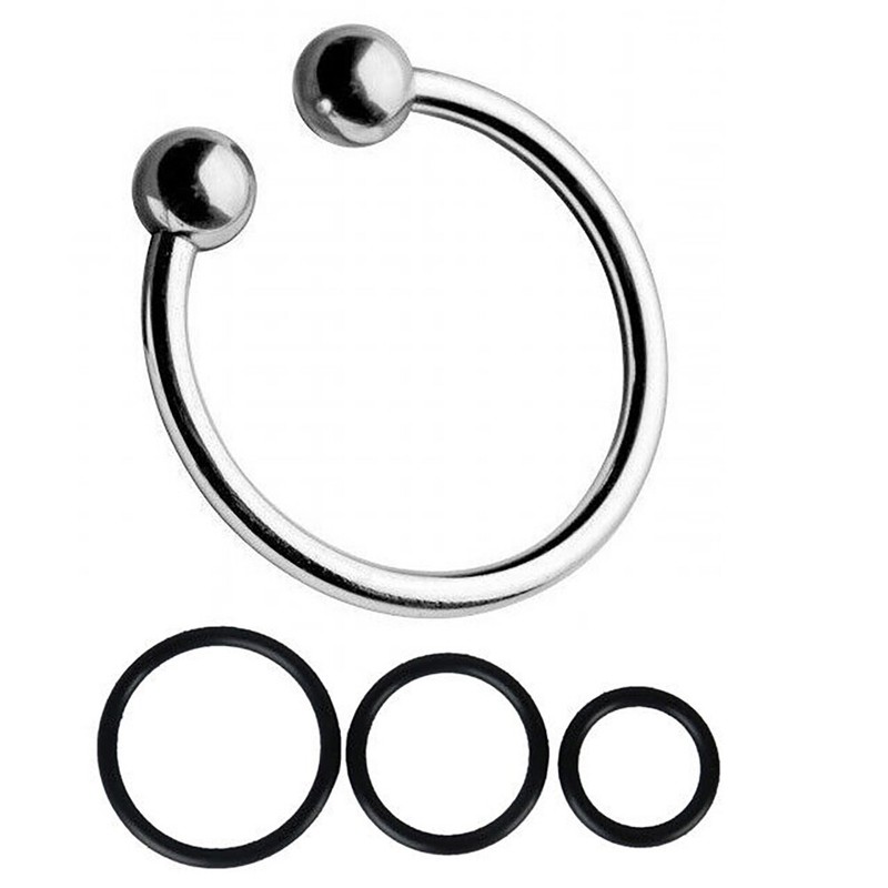 2 Pressure Point Beaded Penis Glans Ring & Silicone Set Erection Enhancement Blk