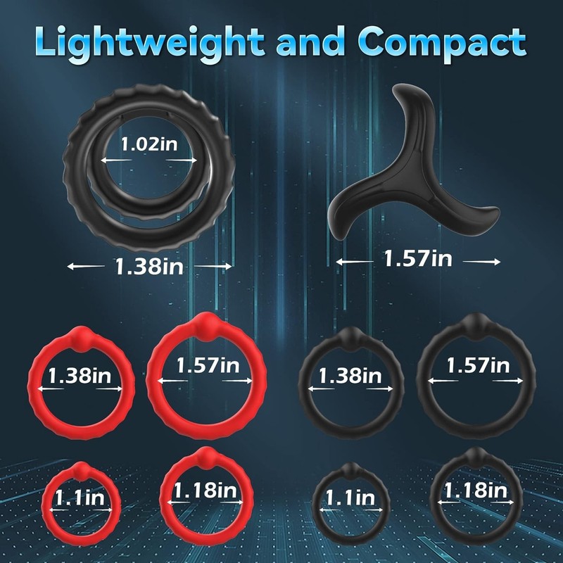 Men's Cock Ring Set 10 Silicone Rings for Prolonged Pleasure and Stamina gallery