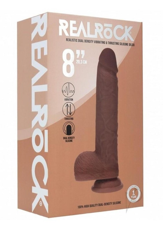 RealRock Dual Layered Silicone Realistic Vibrating Thrusting Dildo with Balls