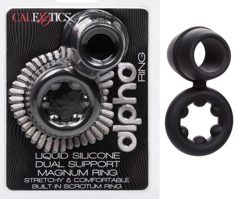 CalExotics Alpha Liquid Silicone Dual Support Magnum Cock Ring Black gallery