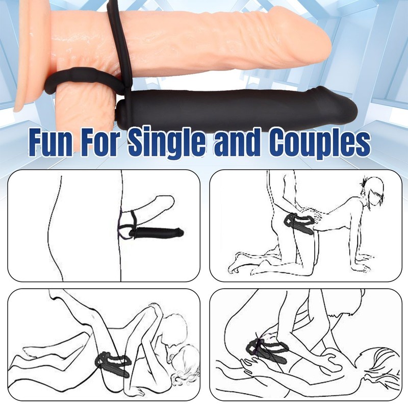 Strap on Dildo Double-Penetration-Cock Penis-Ring Vibrator-Anal-Plug Men Sex-Toy gallery