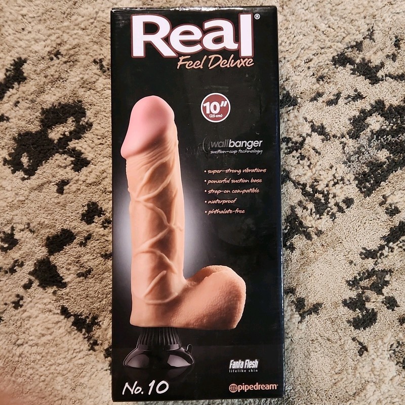 Real Feel Deluxe No. 10 Wallbanger Vibrating Dildo with Balls 10in – Vanilla