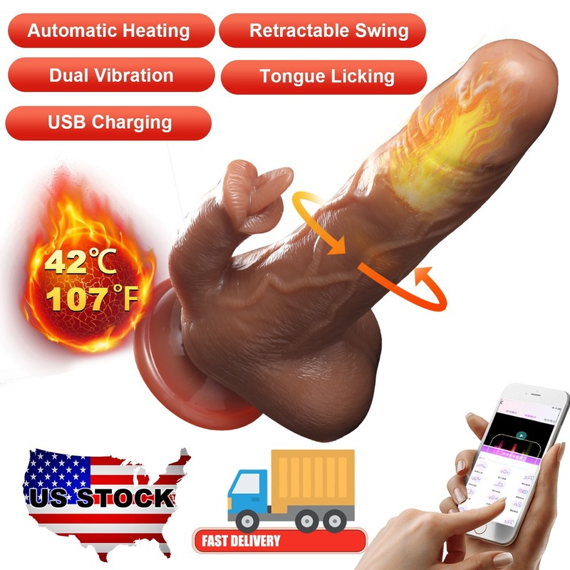 5-in-1 XL Thrusting Dildo Vibrator with Heating Rotating Sex Toy Realistic Dildo