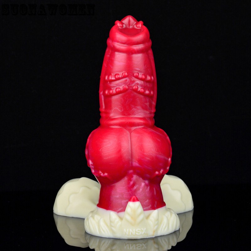 Fantasy Knot Dildo Exaggerated Testicle Silicone Colorful Penis With Sucker Toys gallery
