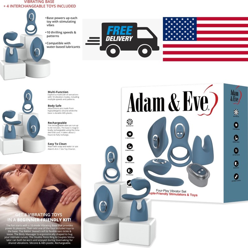 Interchangeable Couples Vibrator Set with Rabbit Sleeve and Massager Attachments