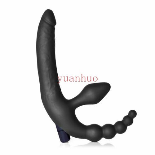 Double Vibrator Anal Strap On Harness Dildo Dong Pegging Sex Toy for Couple gallery