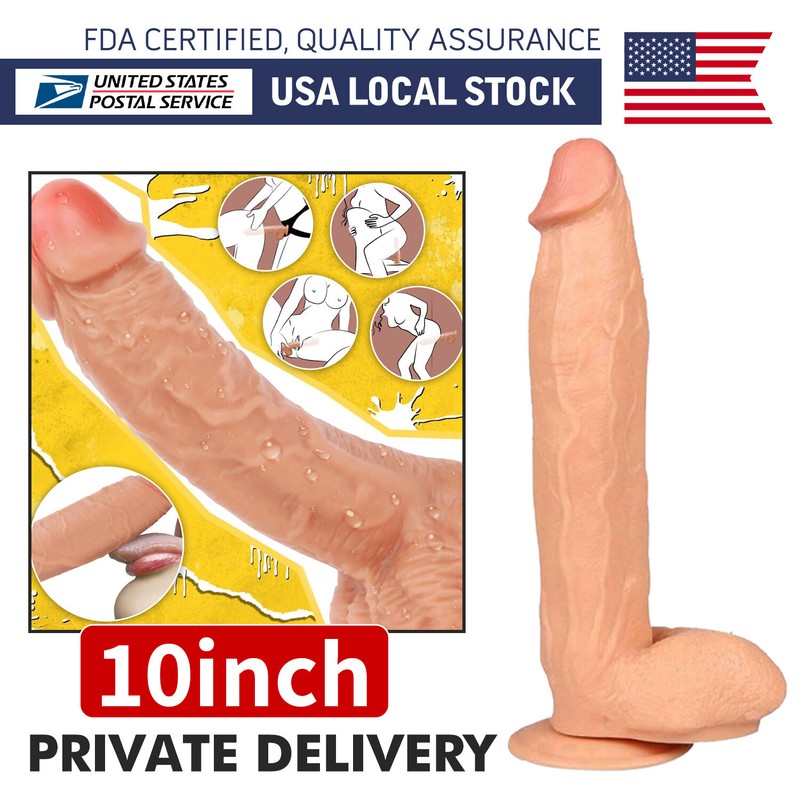 10&Prime; Flesh Silicone Realistic Dildo Huge Dong Thick Big Penis Anal G-spot Sex Toy