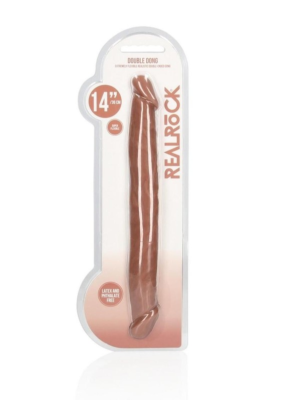 RealRock Skin Realistic Double Dildo 14in – Caramel