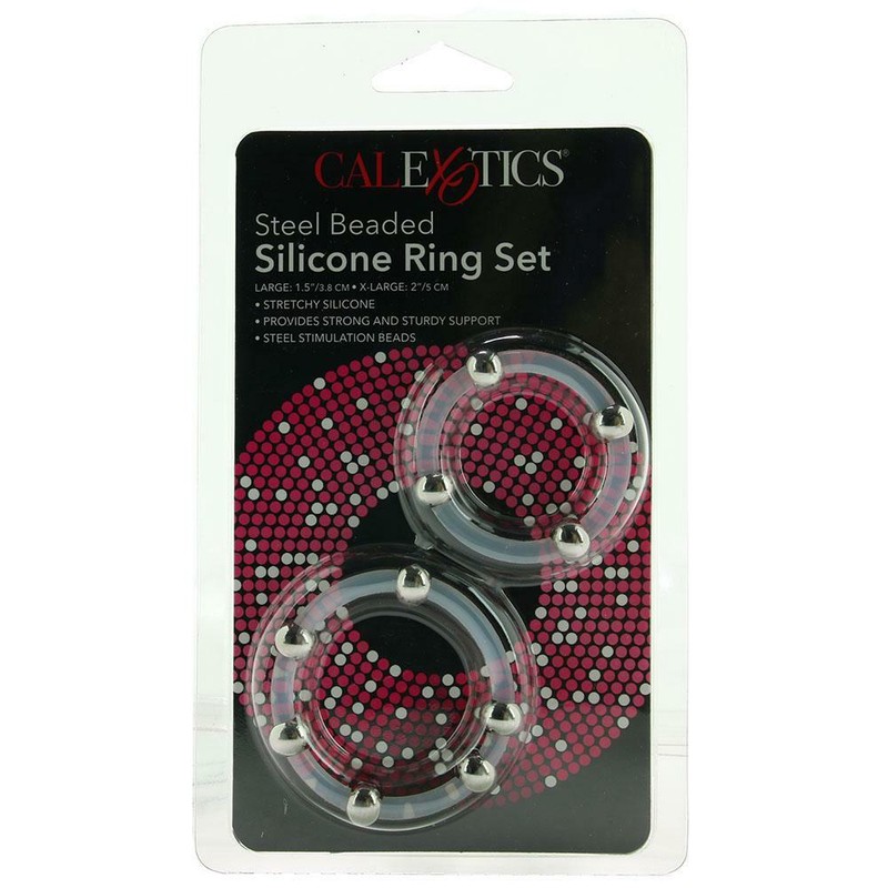 Stretchy Silicone Enhancement Penis Ring Set for Men Stimulating Beads C-ring