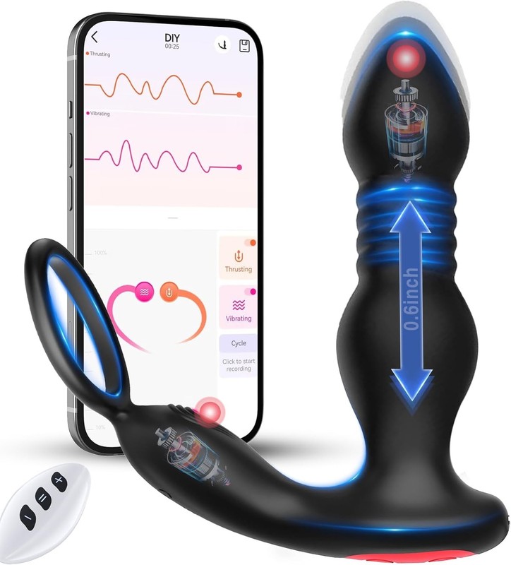 BEISAR Prostate Massager Anal Vibrator Thrusting Vibrating 7 Modes with Black