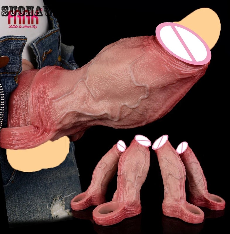 Silicone Cock Ring Size S M L XL Penis Sleeve Open-ended Cock Enlargement Toys gallery