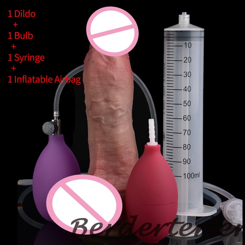 Squirting Anal Plug Realistic Silicone Dildo Inflatable Ejaculating Big Penis gallery