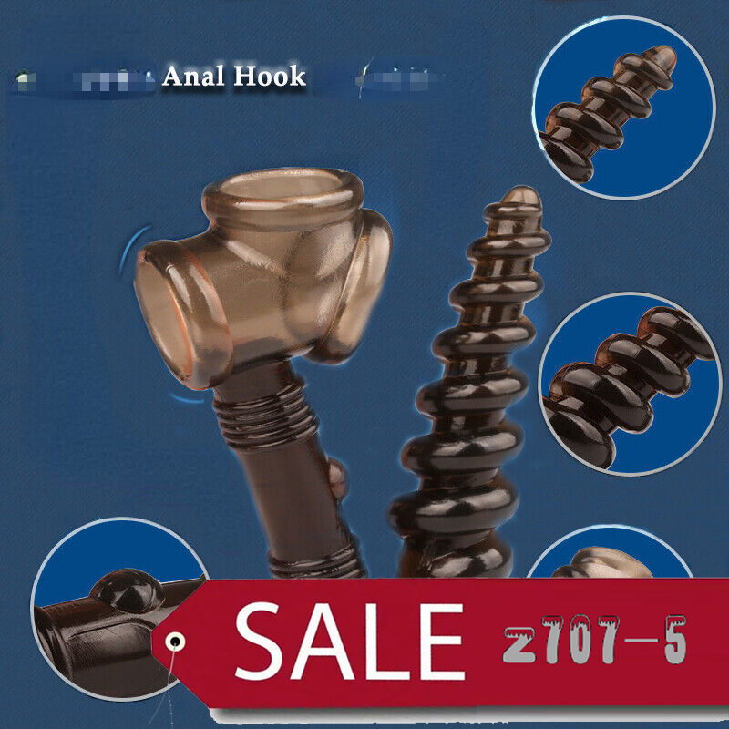 Male Penis Ring & Anal Rattle Screw Tail Plug Hook Cock Tower Erection Enhancer