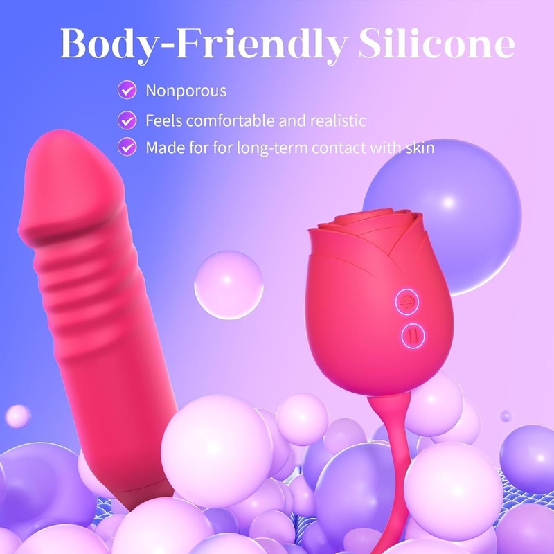 Vibrator Dildo Sex Toys for Women - MOOLIGIRL Rose Sex Toy with Thrusting G Spot gallery