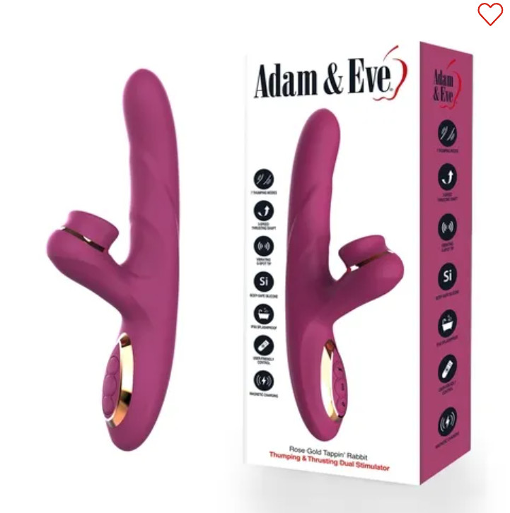 Adam & Eve Rose Gold Tappin&rsquo; Thumping and Thrusting Dual Stimulating Rabbit