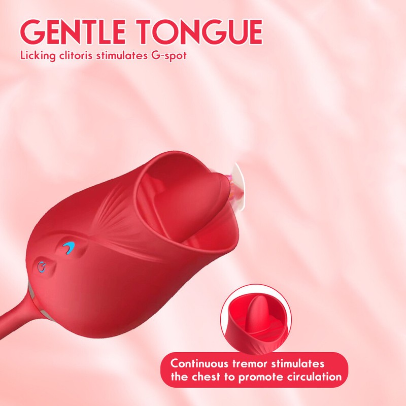 Oral Clit Licking Vibrator G-Spot Telescopic for Rose Dildo Women Adult Sex Toy gallery