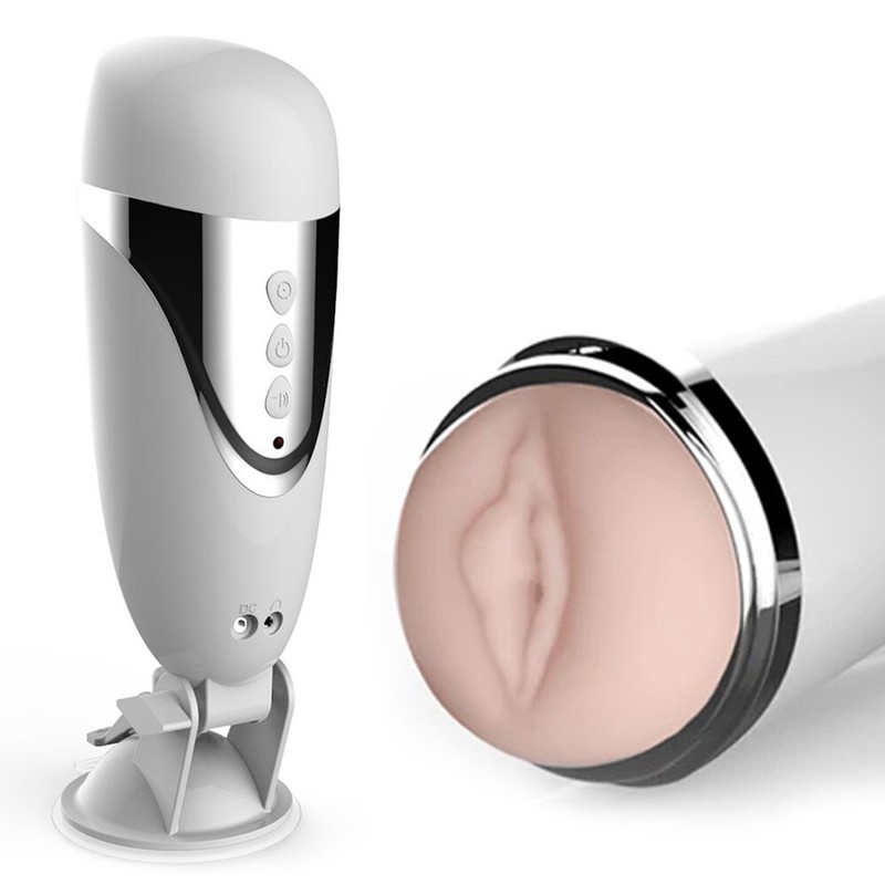 Adjustable Suction Cup Pussy Vibrating Male Masturbator Cup with Moaning Voice