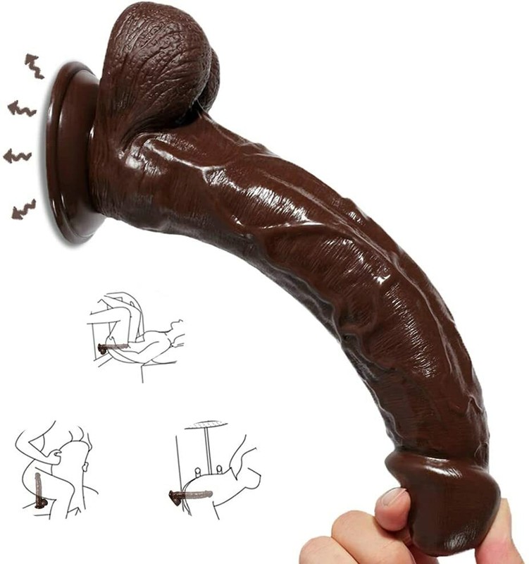 Brown Silicone Realistic Dildo Skin Feeling Soft Huge Big Dick Penis Sex Toy gallery