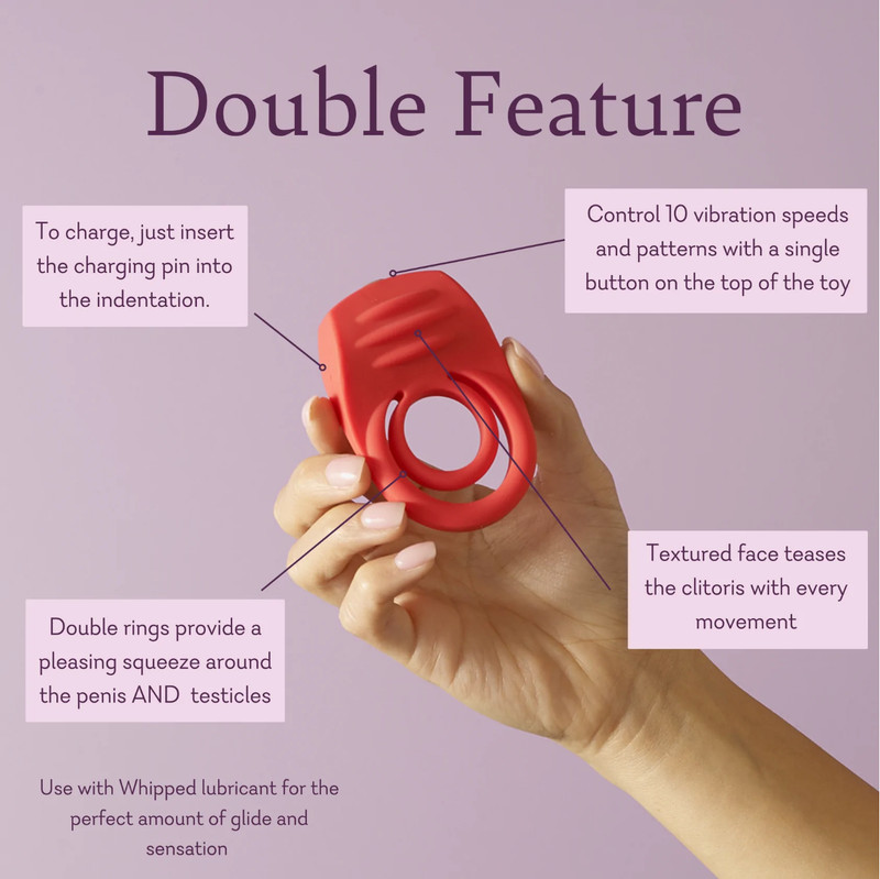 Pure Romance DOUBLE FEATURE 10 Function Vibration Male C-Ring NEWEST VERSION gallery