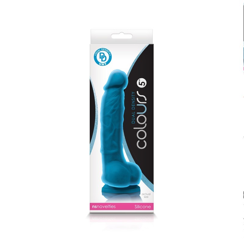 NS Novelties Colours Dual Density 5 inches Blue Realistic Dildo, New