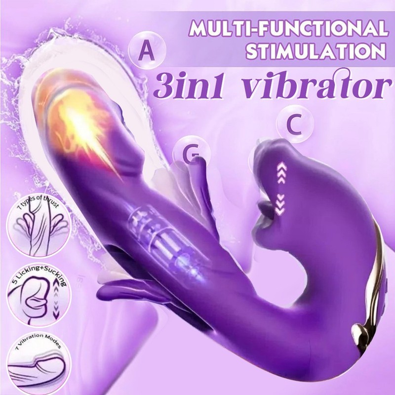 Flapping Vibrating Licking Clitoral G Spot Vibrator Tongue Sex Toy For Women gallery
