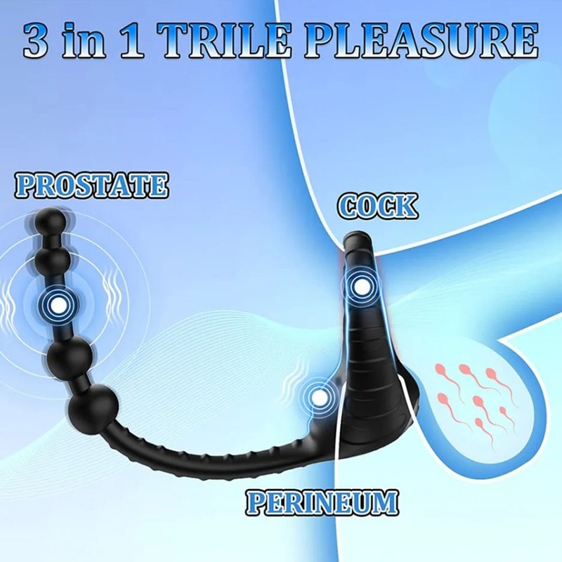 Penis Cock Ring Anal Vibrator Butt Plug Male Prostate Massager Sex Toys for Men gallery