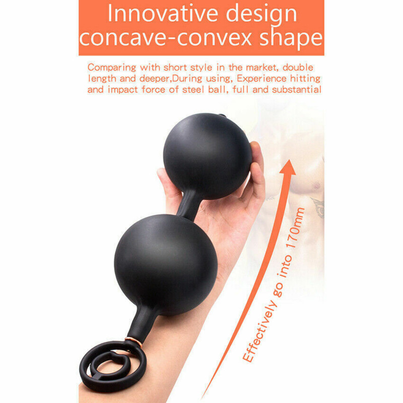 Inflatable Dildo Anal Beads Butt Plug Male Prostate Massager Cock Penis Ring gallery