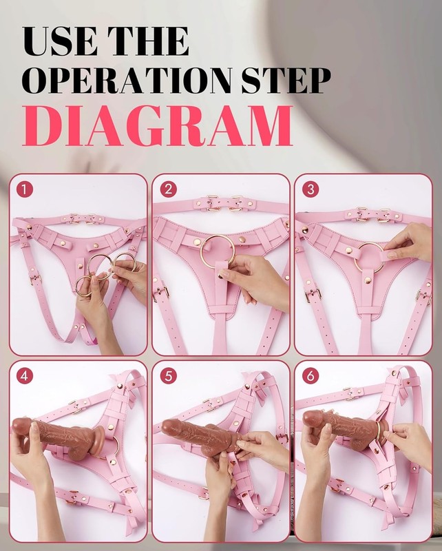 Strap On Dildo Sex Toys - Adjustable Waist and Thigh Strap-On Harness with 2 Rep gallery