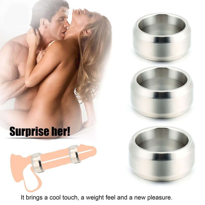 Male Heavy Duty Stainless Steel Metal Silver Cock Ring Penis Enhancer Band US gallery