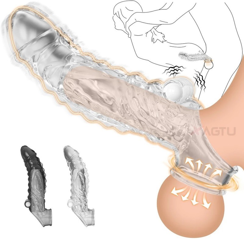 Reusable Penis Extender Silicone Sleeve Delay Ejaculation Cock Ring for Men