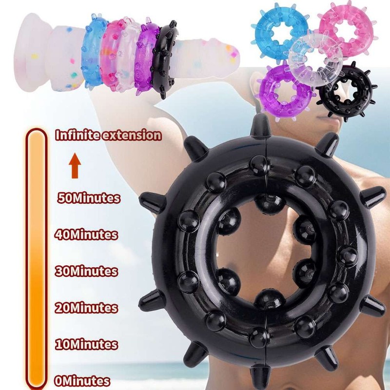 5PCS Cock Ring Silicone Super Stretchy Strong Stay Harder Penis Rings Sex Toys