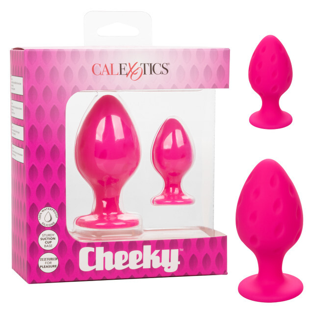 Cheeky Silicone Textured Anal anal plugs suction cup Base Large/Small Set of 2