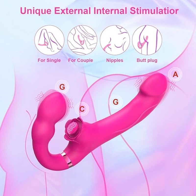 Rechargeable Vibrating Strapless Strap On Dildo G-spot Vibrator Lesbian Sex Toys gallery