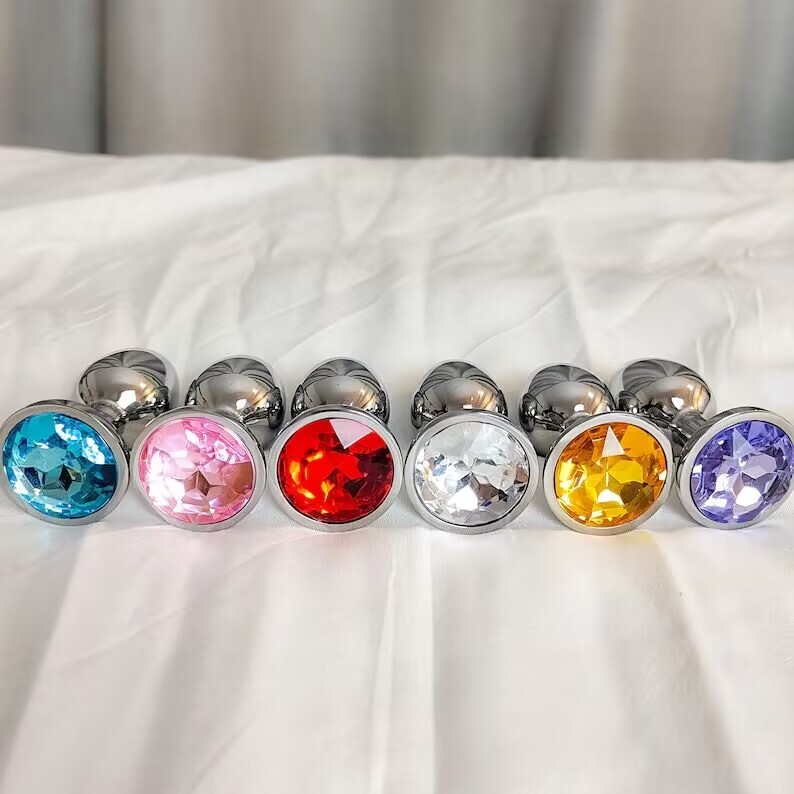 Butt Plug Anal Toy Colorful Jewel Metal Stainless S/M/L For Women Men Couples