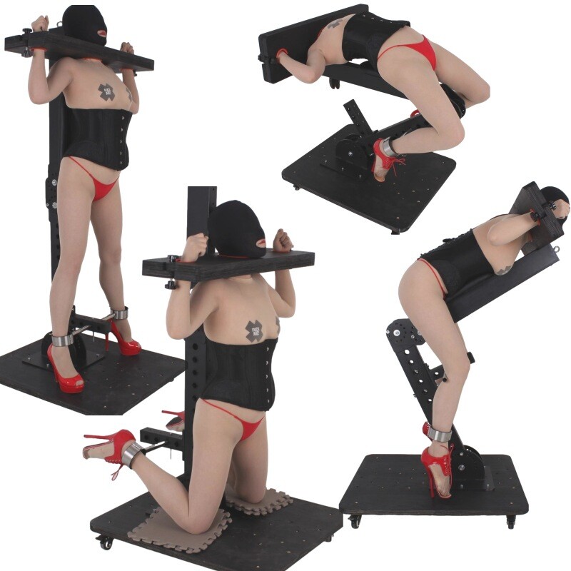 New Stand Metal Frame Female Slavers Torture Binding Restraint Training Hancuff