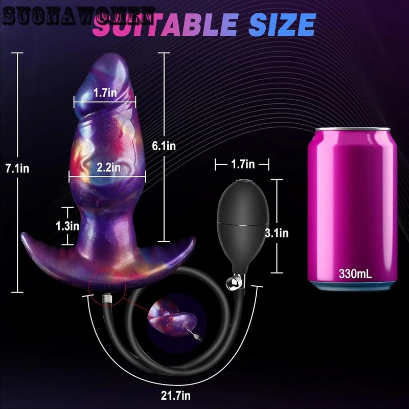 Colorful Squirting Inflatable Anal Plug Dildo Big Penis Adult Sex Toys for Women gallery