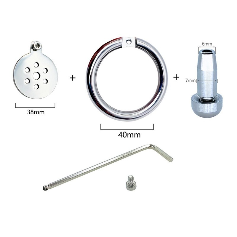 Stainless Steel Chastity Cage Ring With Ventilation Hole Penis Cages Locking Set