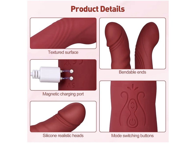 Double Ended Dildos for Men/Women, Rose Double Headed Thrusting Vibrator gallery