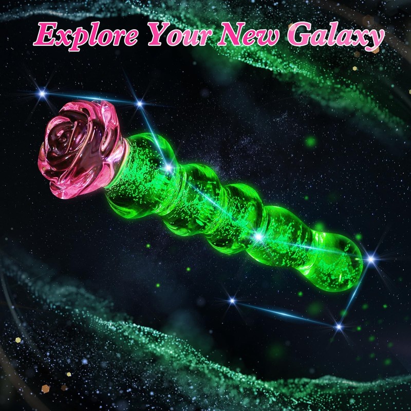 Anal Beads Glass Dildo – Beaded Anal Plug with Rose Base – 8 Inch Dildo Glow ... gallery