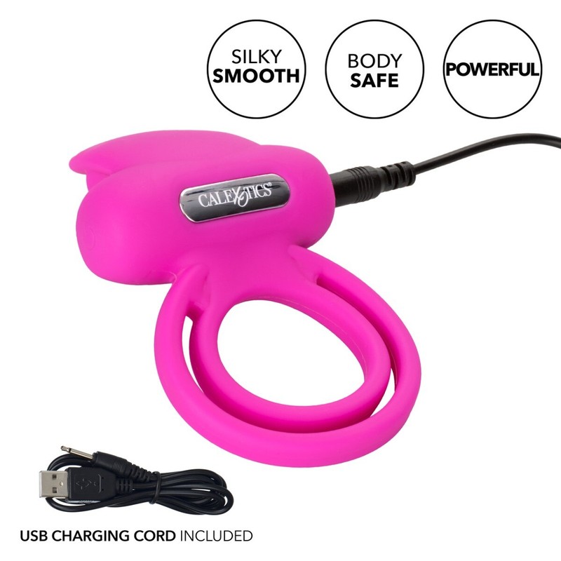 Silicone Rechargeable Dual Clit Flicker Vibrating Dual Penis Enhancer Cock Ring gallery