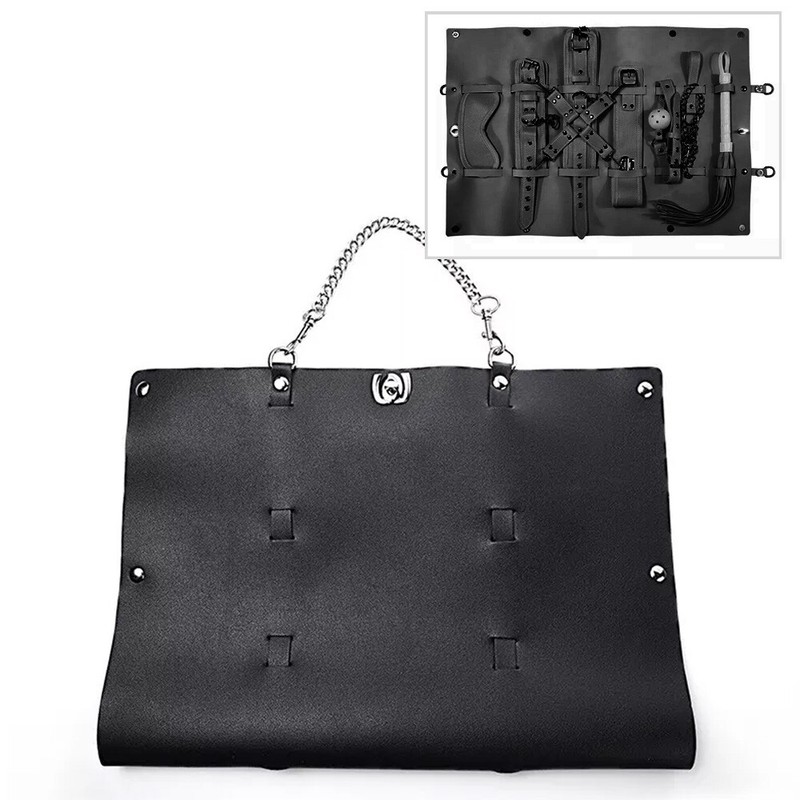 Faux Leather Sex Toy Storage Bag for Bondage BDSM Cuffs, Gag, Whips, Eye Mask