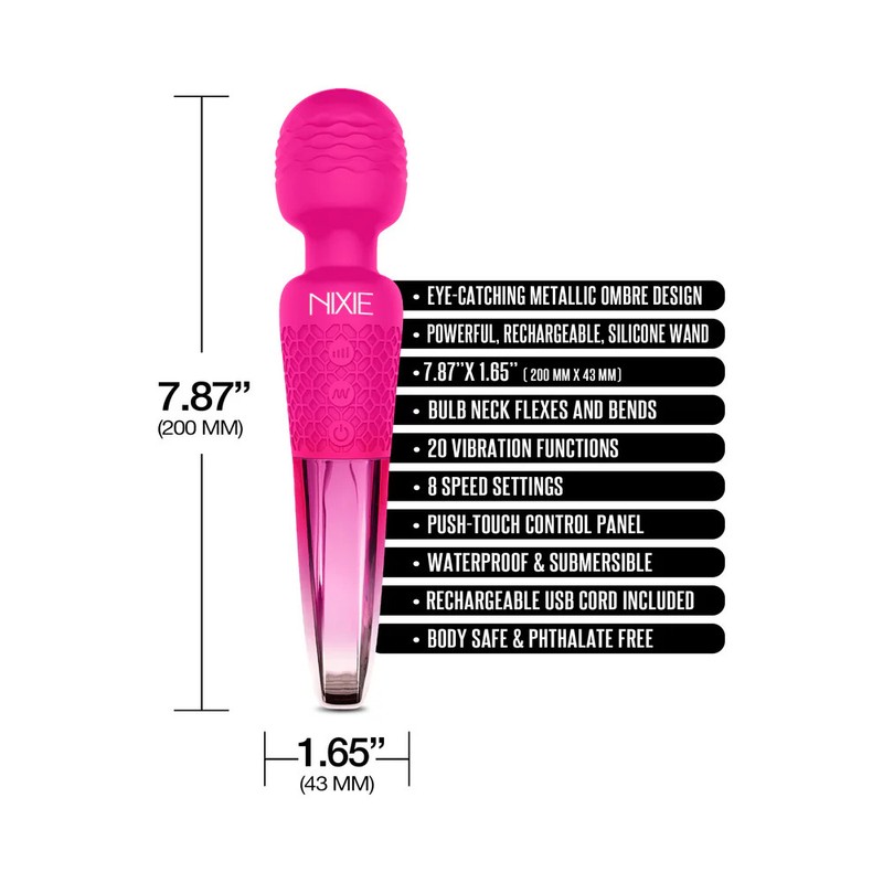 Wand Massager Silicone Rechargeable Pink Global Nixie Rechargeable Wand Massager gallery
