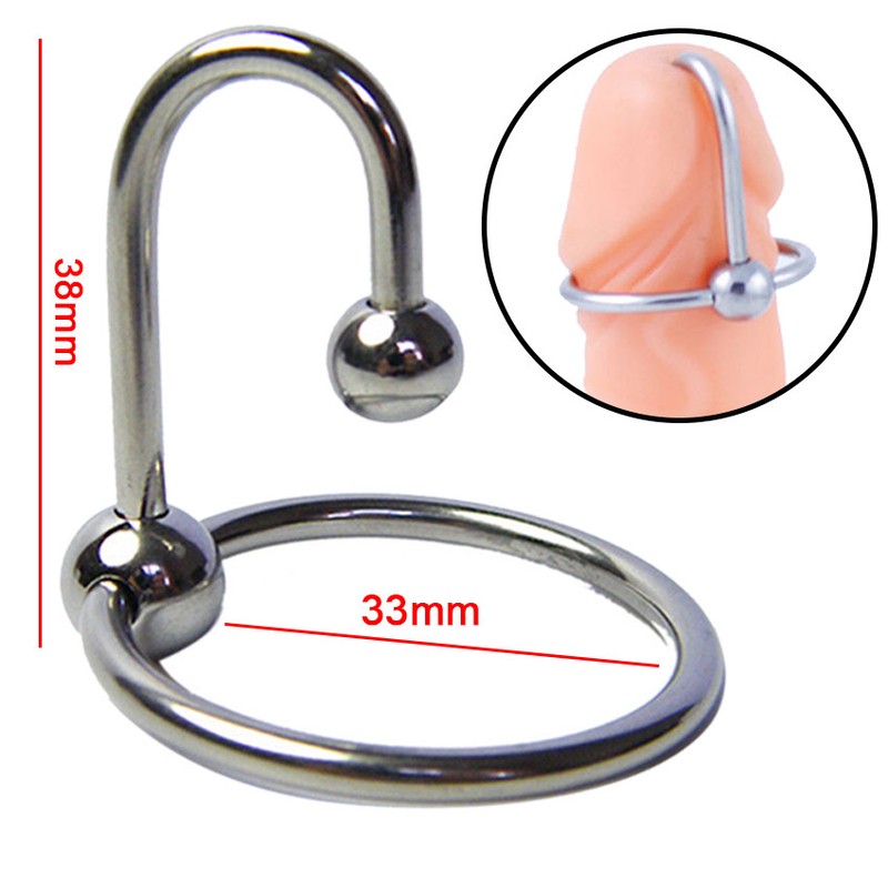 Stainless Steel Penis Ring Glans Beads Wand Urethra Plug Erection Impotence Aid
