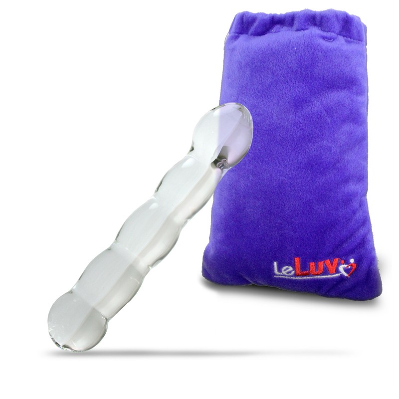 LeLuv Glass Dildo Bulb Shaft Bulb Tilted Head Bulb Base With Padded Pounch