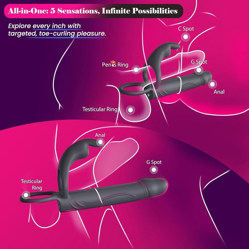 Vibrating Anal Butt Plug Cock Ring Rabbit Clitoral Stimulator Adult Sex Toys gallery