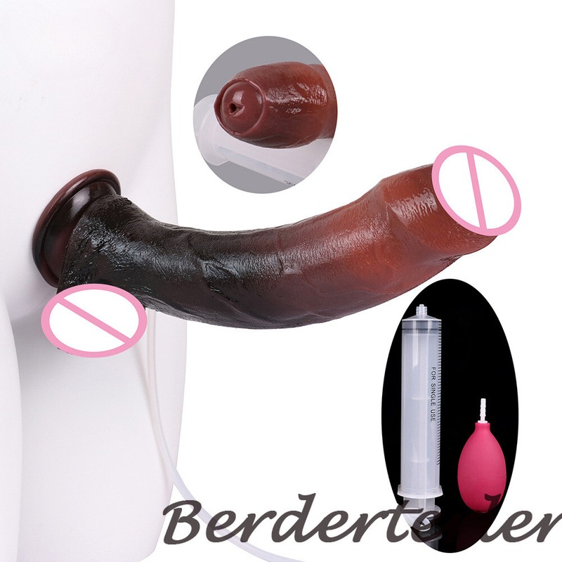 Foreskin Silicone Ejaculation Realistic Dildo With Sucker Squirting Penis SexToy