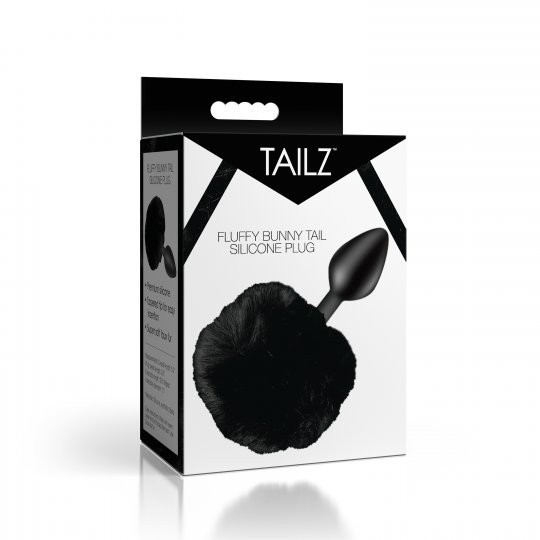 Fluffy Bunny Tail Silicone Plug - Black gallery