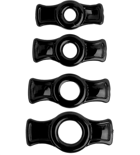 Titanmen Cock Rings 4 Pack Black – Male Erection Delay Enhancer
