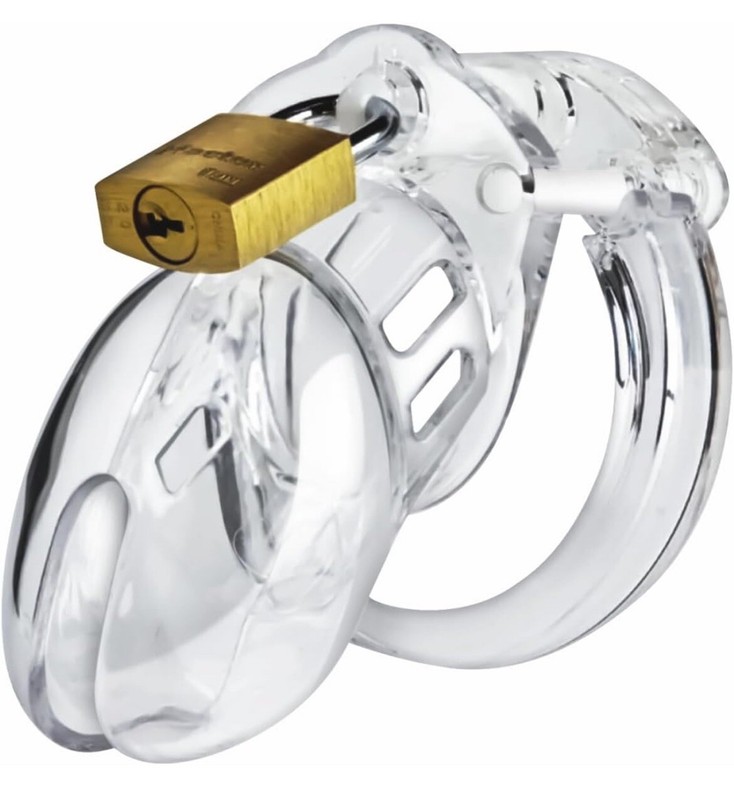 Plastic Ribs Male Chastity Cage Rings, Invisible Lock for Man Penis, Transparent